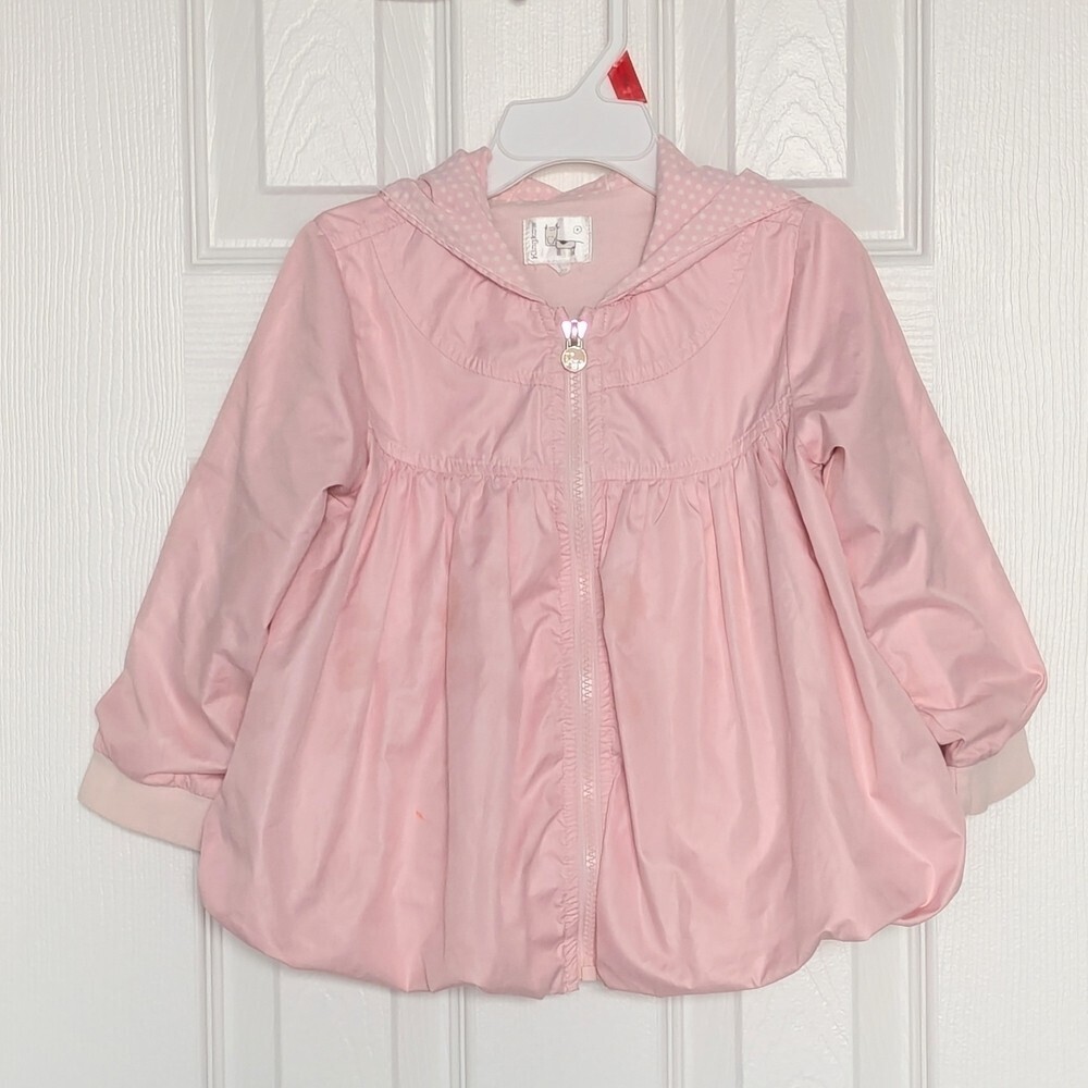 Girls' (Size 4) Pastel Pink Hooded  Zip-Front Jacket w/Balloon/Puffed Hem